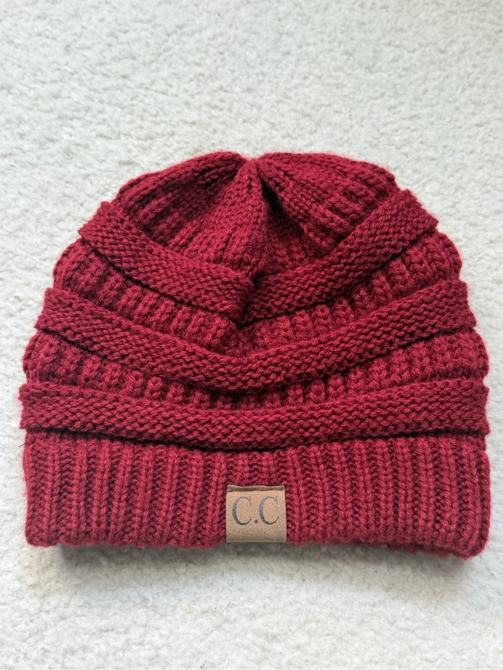 C.C Red Knit Beanie Hat Winter